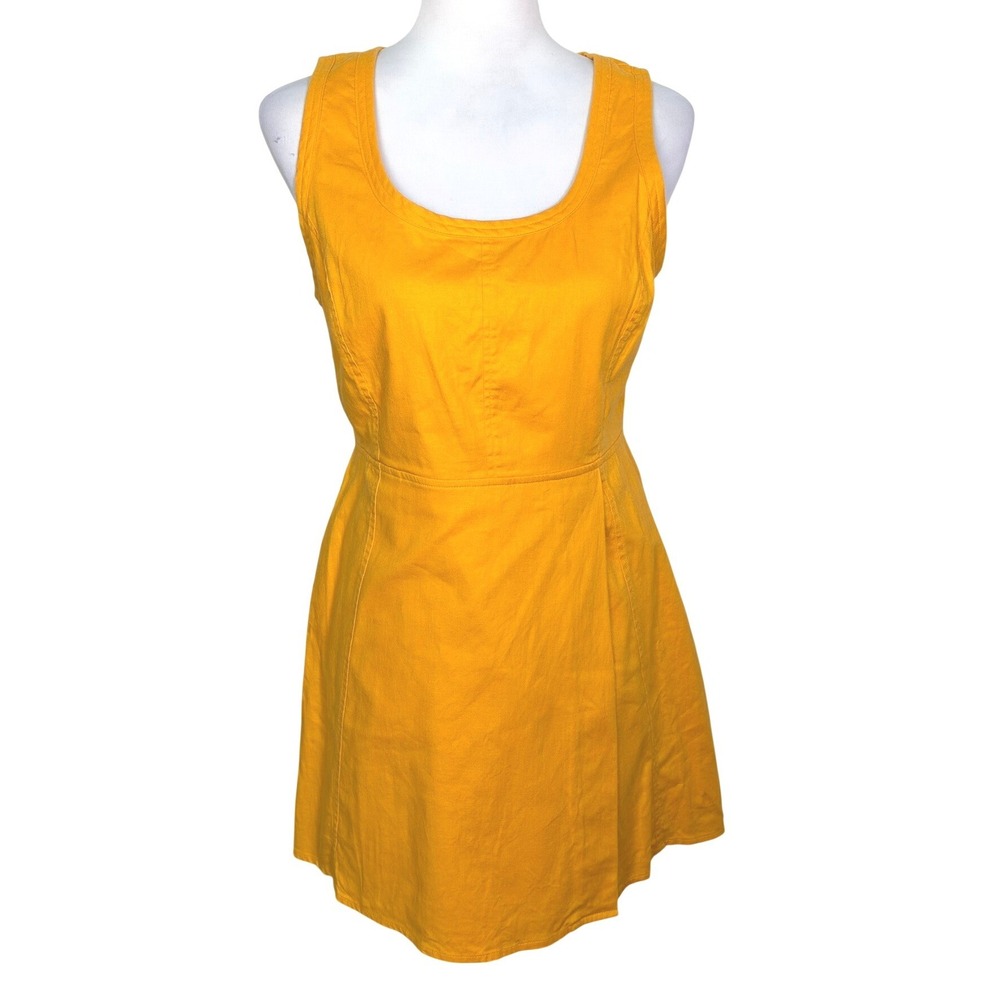 BANANA REPUBLIC Size 4 Yellow Linen Blend Sleeveless Fit Flare Seamed Mini Dress